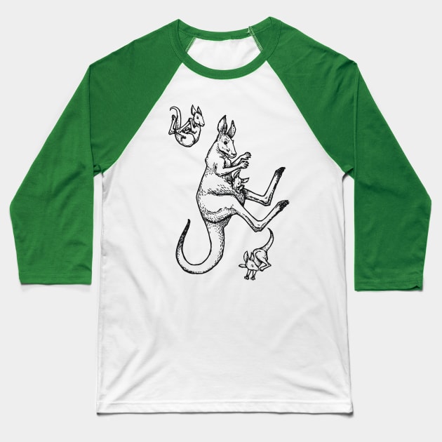 A Levity of Animals: Pouch Potatoes Baseball T-Shirt by calebfaires